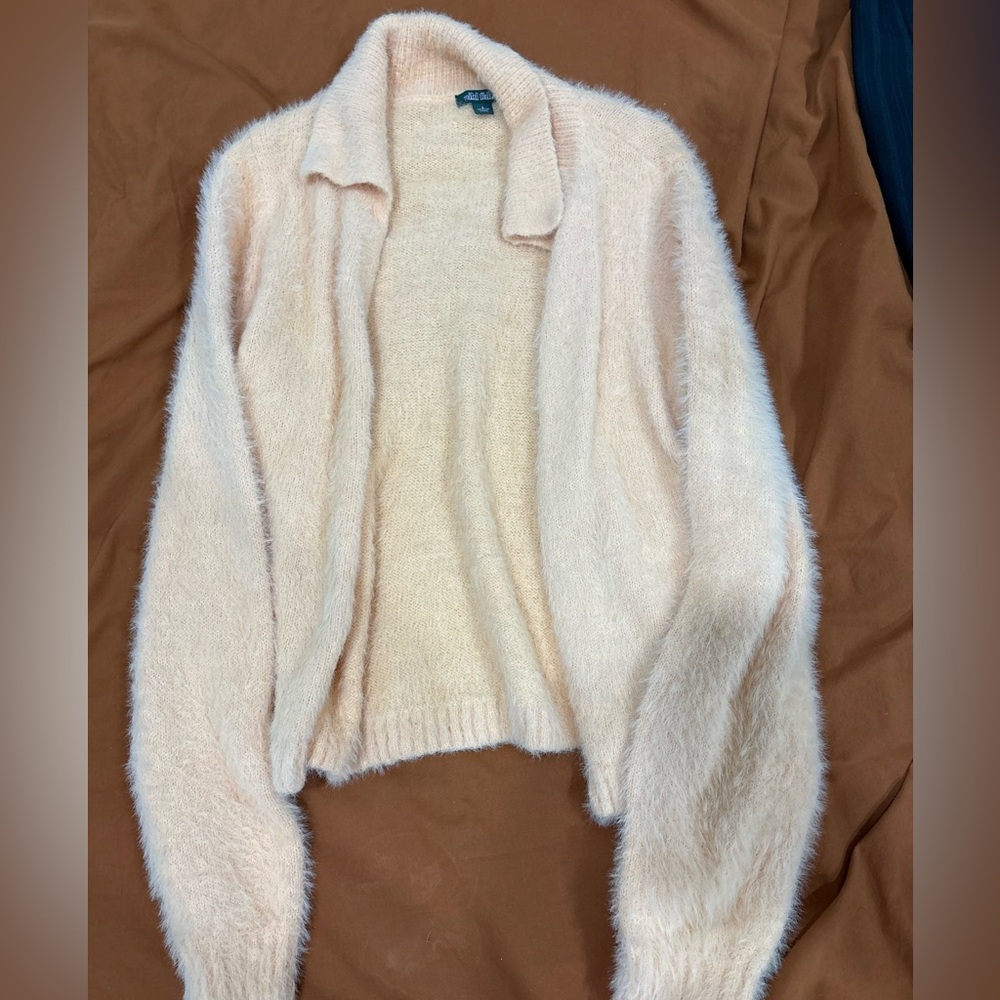Wild Fable Soft Coral/Cream Fuzzy Turtleneck Sweater
